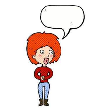 Karikatür, konuşma balonlu kadını şaşırttı.