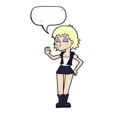 Konuşma balonu olan havalı bir kız.