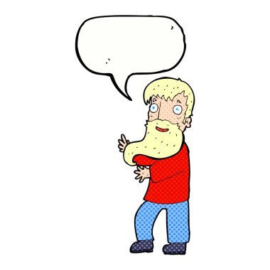 çizgi film heyecanlı sakallı adam konuşma baloncuğu ile