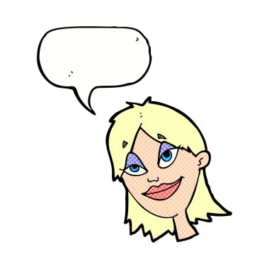 çizgi film mutlu kadın konuşma balonu ile