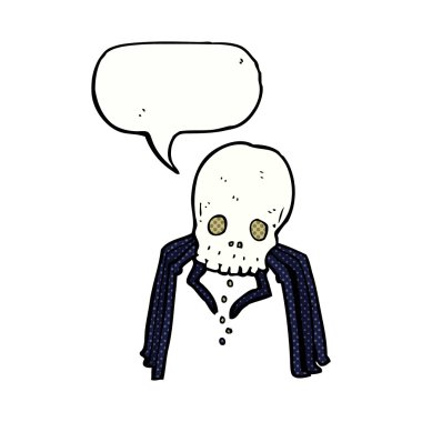 Konuşma baloncuklu garip kafatası örümceği.