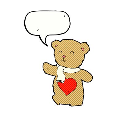 Aşk dolu, konuşma balonlu bir oyuncak ayı.