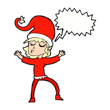 Noel Baba'nın Yardımcısı karikatür konuşma balonu ile