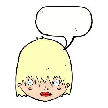 karikatür konuşma balonu ile bakan kadın