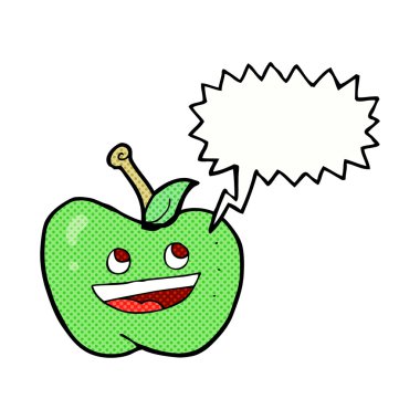 karikatür apple ile konuşma balonu