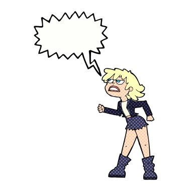 çizgi film kızgın Motorcu kız ile konuşma balonu