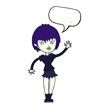 Konuşma baloncuğu olan vampir kız.