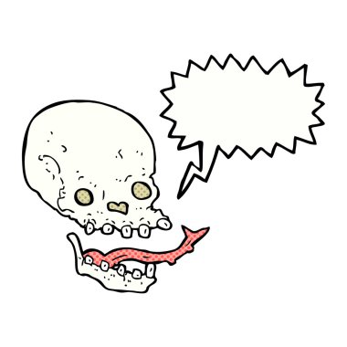 Konuşma baloncuklu garip kafatası