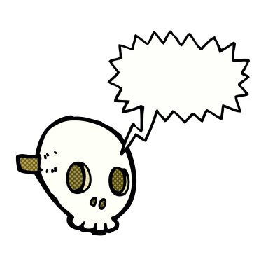 Konuşma baloncuklu kafatası maskesi