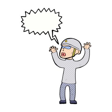 karikatür güvenliği konuşma baloncuğuyla panikliyor