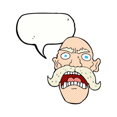 karikatür kızgın yaşlı adam konuşma baloncuğu ile