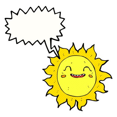 çizgi film mutlu güneş konuşma baloncuğu ile