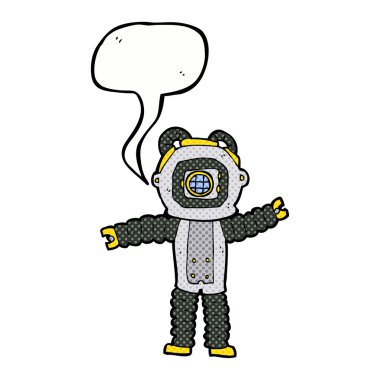 Konuşma baloncuğu ile derin deniz dalgıcı çizgi filmi