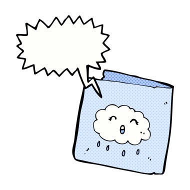 Konuşma baloncuklu bulut desenli çizgi film kartı