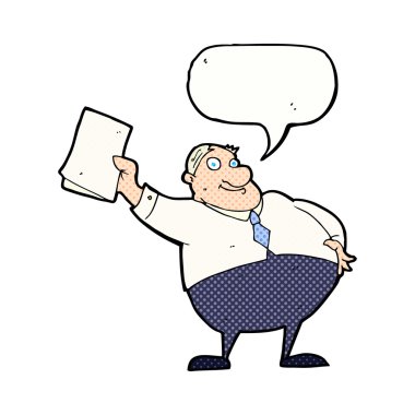 konuşma balonu kağıtlarla sallayarak karikatür patron