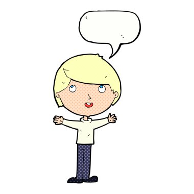 çizgi film mutlu çocuk konuşma balonu ile