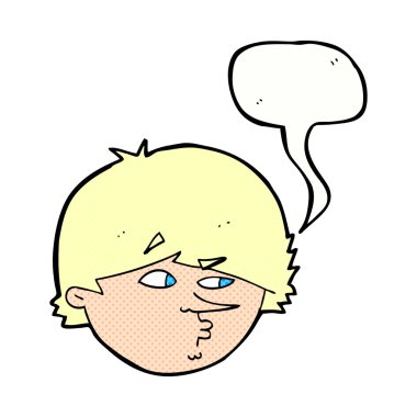 karikatür şüpheli adam konuşma balonu ile