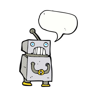 Konuşma baloncuklu çizgi film robotu