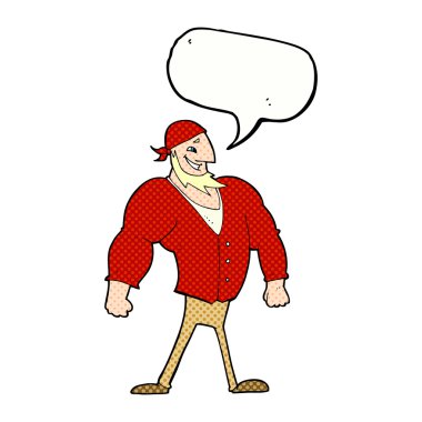 Konuşma baloncuğu olan erkek bir denizci.