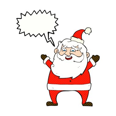 Konuşma balonlu neşeli Noel Baba çizgi filmi