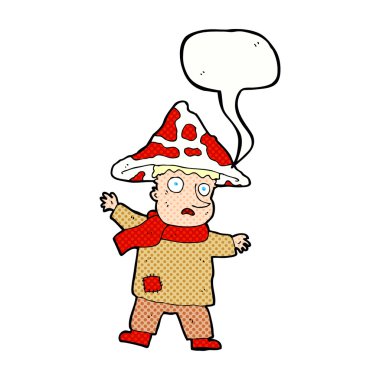 Konuşma balonlu sihirli mantar adam