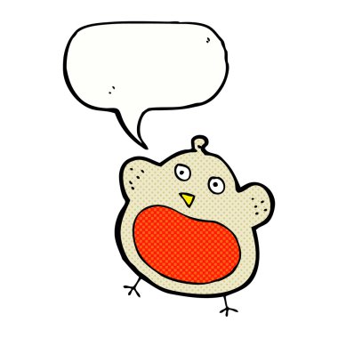 Komik karikatür noel robin konuşma balonu ile