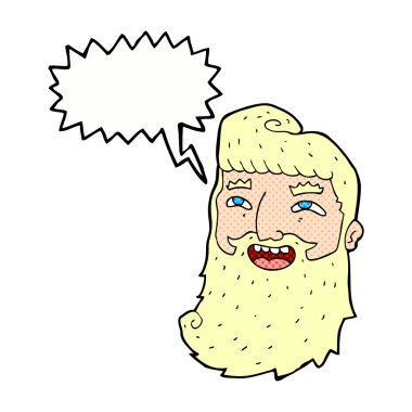 karikatür gülen sakallı adam konuşma baloncuğu ile