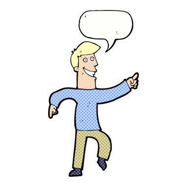 Çizgi filmdeki sırıtan adam konuşma balonuyla