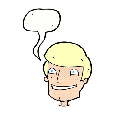 Çizgi filmdeki sırıtan adam konuşma balonuyla