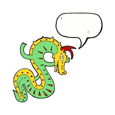 Konuşma balonlu Sakson ejderha çizgi filmi