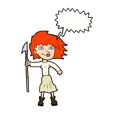 mızrak ile konuşma balonu kadınla çizgi film