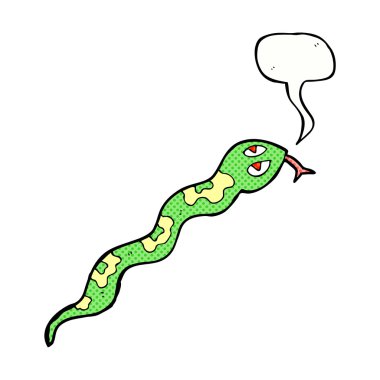 çizgi film tıslayan yılan konuşma kabarcığı ile