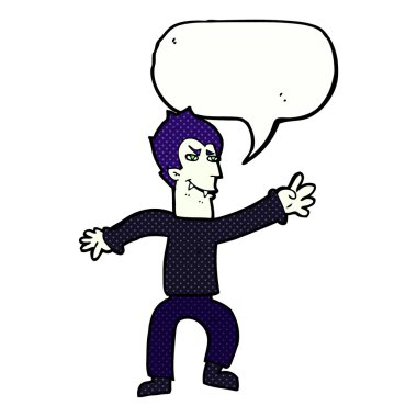 Konuşma baloncuğu olan bir vampir.