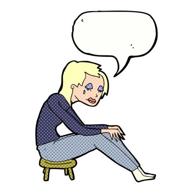 karikatür konuşma balonu ile ağlayan kadın