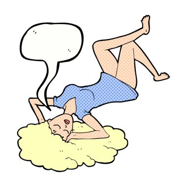 çizgi film kadın konuşma balonu ile yerde yatarken