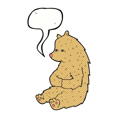 Konuşma baloncuğu olan sevimli çizgi film ayısı