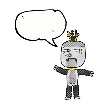 karikatür sallayan robot konuşma balonu ile