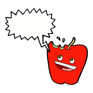 Konuşma balonlu mutlu elma karikatürü