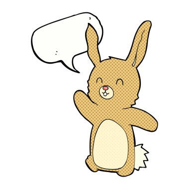 Konuşma balonlu mutlu tavşan çizgi filmi