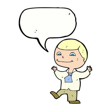 çizgi film mutlu çocuk konuşma balonu ile