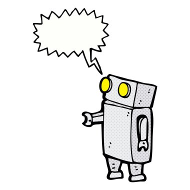 Konuşma baloncuklu çizgi film robotu