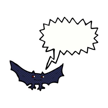 Konuşma balonlu ürkünç vampir yarasa çizgi filmi