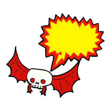 Konuşma baloncuklu ürkütücü kafatası.