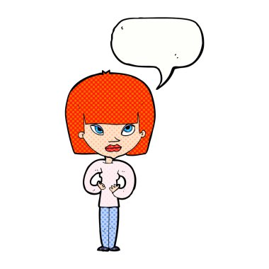 çizgi film kadın kendini konuşma balonu ile el hareketi