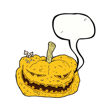 Konuşma baloncuklu Cadılar Bayramı balkabağı çizgi filmi