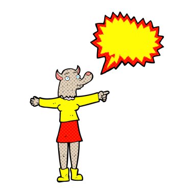 çizgi film işaret kurt adam kadınla konuşma balonu