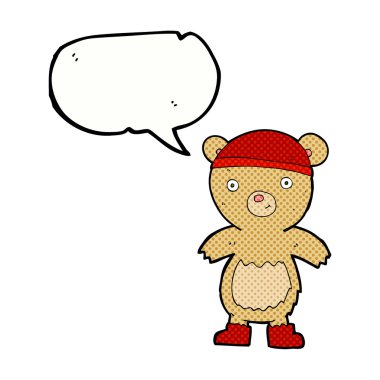 Konuşma baloncuklu çizgi film ayısı