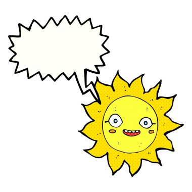 çizgi film mutlu güneş konuşma baloncuğu ile