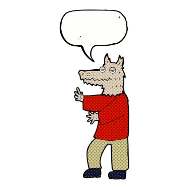 Konuşma balonu olan bir kurtadam.