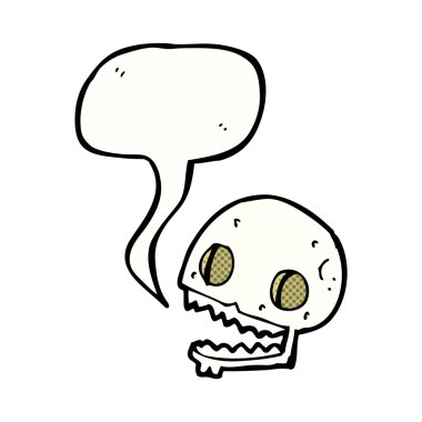 Konuşma baloncuklu garip kafatası